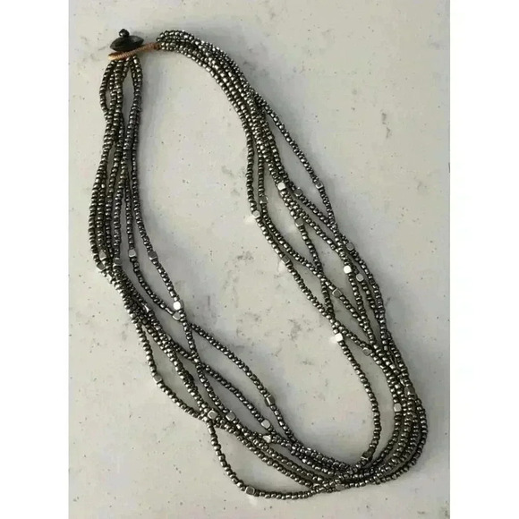 Vintage‎ Antiqued Silver Tone Necklace Retro Boho Chic Multi Strand - Picture 4 of 15